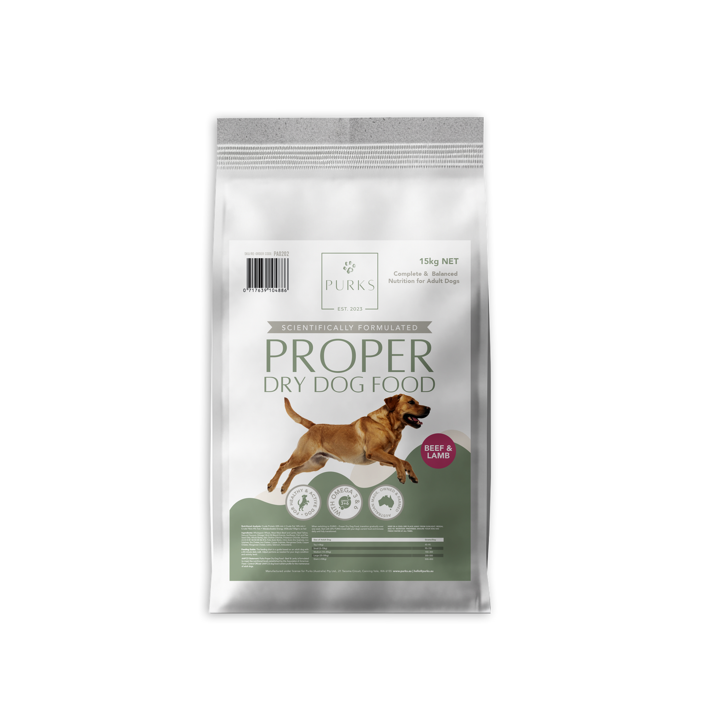 Proper Dry Dog Food, Adult, Beef & Lamb - 15kg